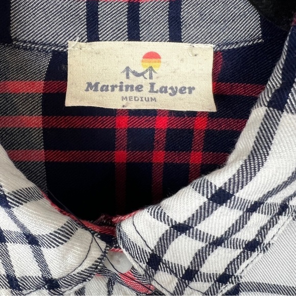 Marine Layer Anita Light Flannel Button Down Plaid Shirt - Picture 4 of 7